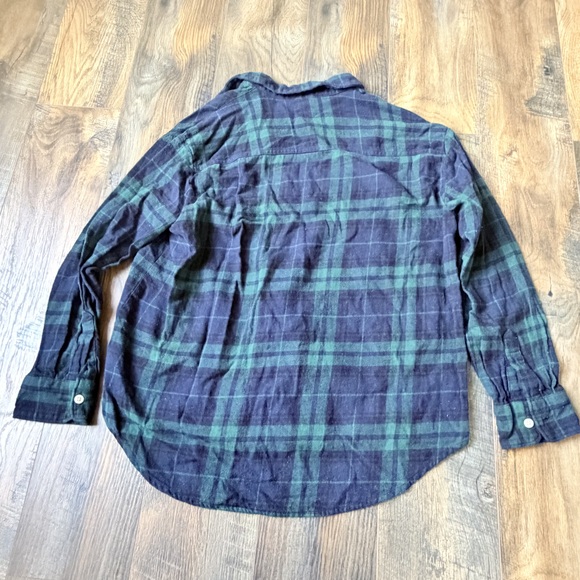 Old navy cotton oversize flannel the boyfriend shirt in Green - Picture 5 of 6